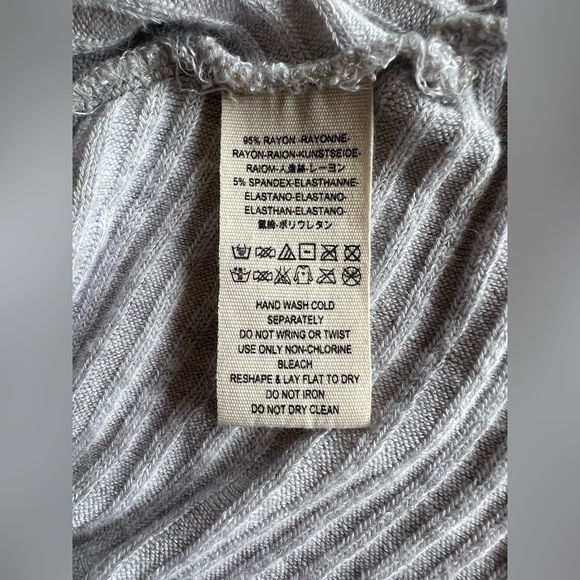 FREE PEOPLE We the Free Size S Ribbed Cowl Neck Gray Tunic Top Split Back Boho - Picture 14 of 14